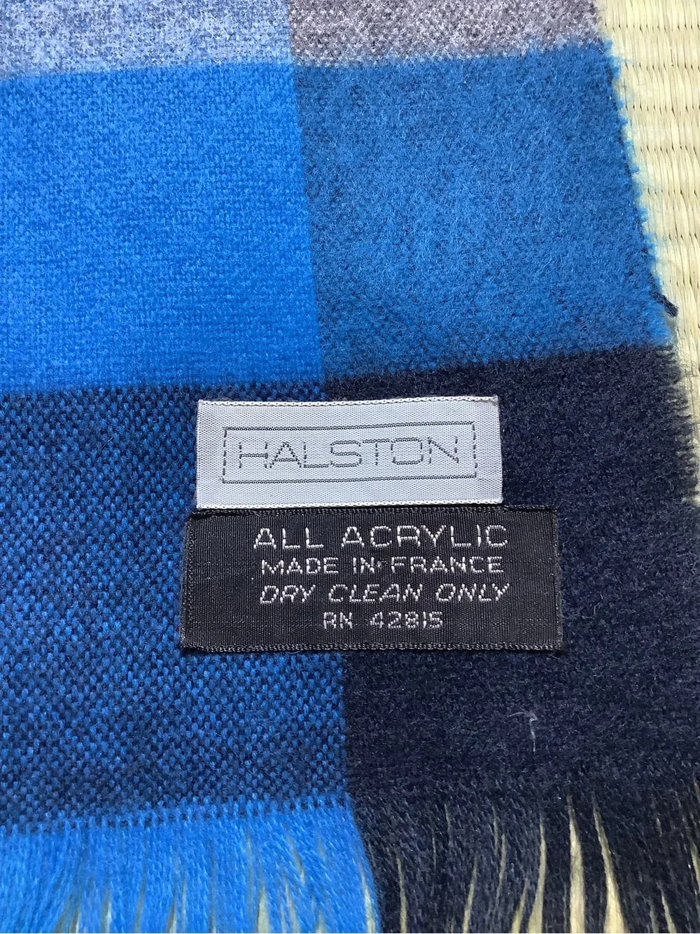 Halston Heritage Blue Multi-Check Men's Scarf